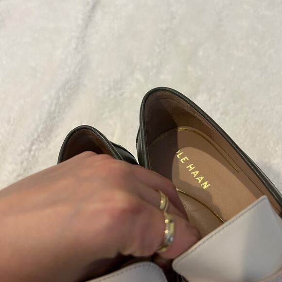 Cole Han Women’s 7 B Stassi Leather‎ Loafers Green/White Colorblock - Picture 7 of 9